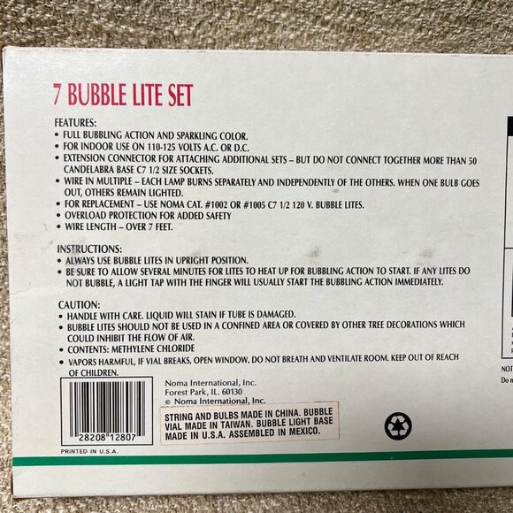 Noma Bubble Buscuit Christmas Lights 7 Bulbs Lite Set Oil In Original Box - Picture 6 of 7